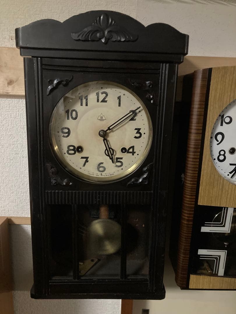 希少 龍水社アンティーク柱時計 8日巻ボンボン時計 稼働中