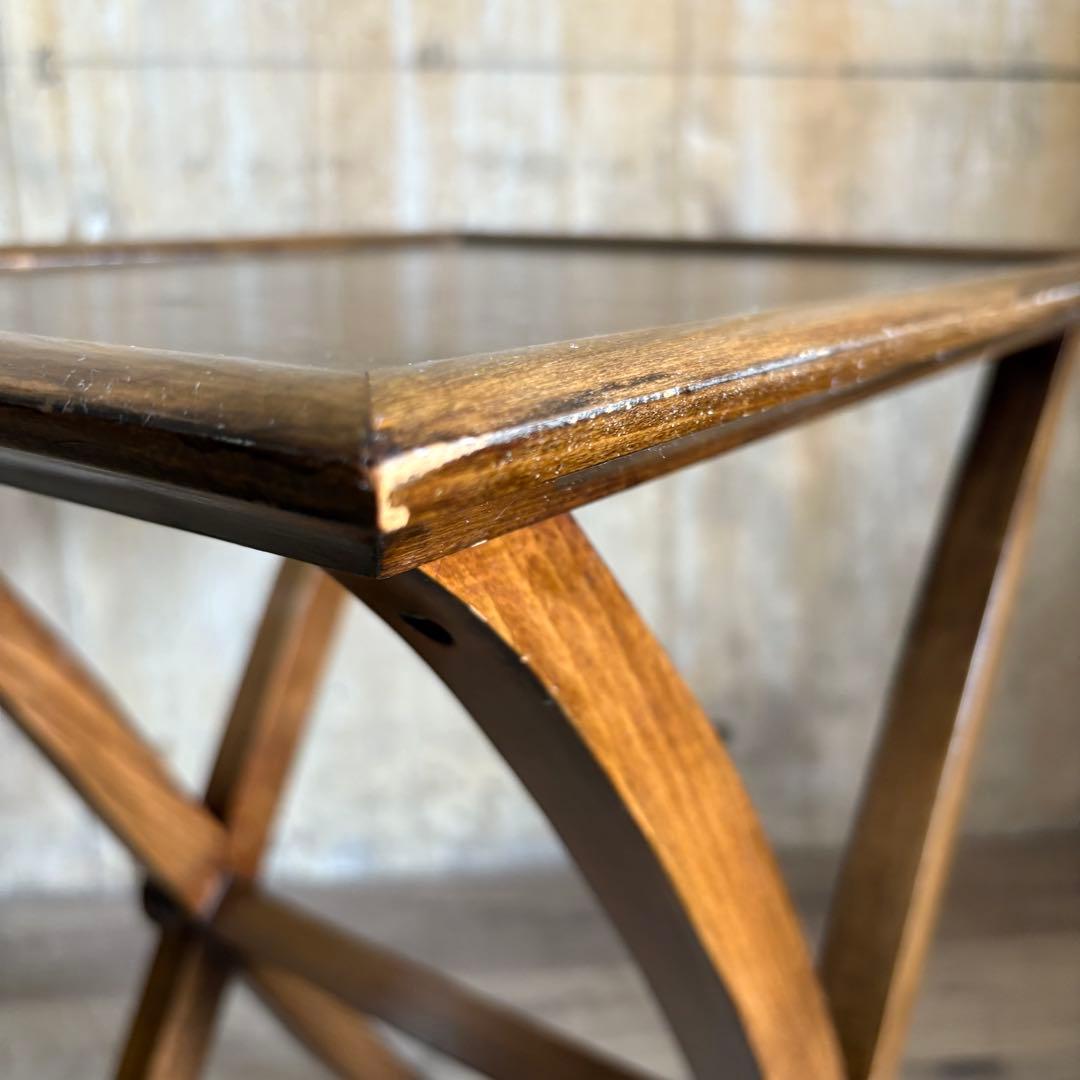 ヴィンテージ　ウッドクロスフレーム　サイドテーブル　コーヒーテーブル