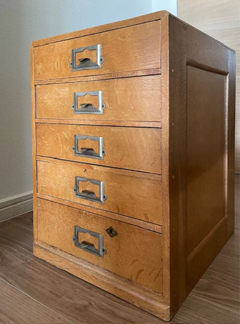 ★昭和レトロ 木製 5段　小引き出し 古道具　ヴィンテージ アンティーク