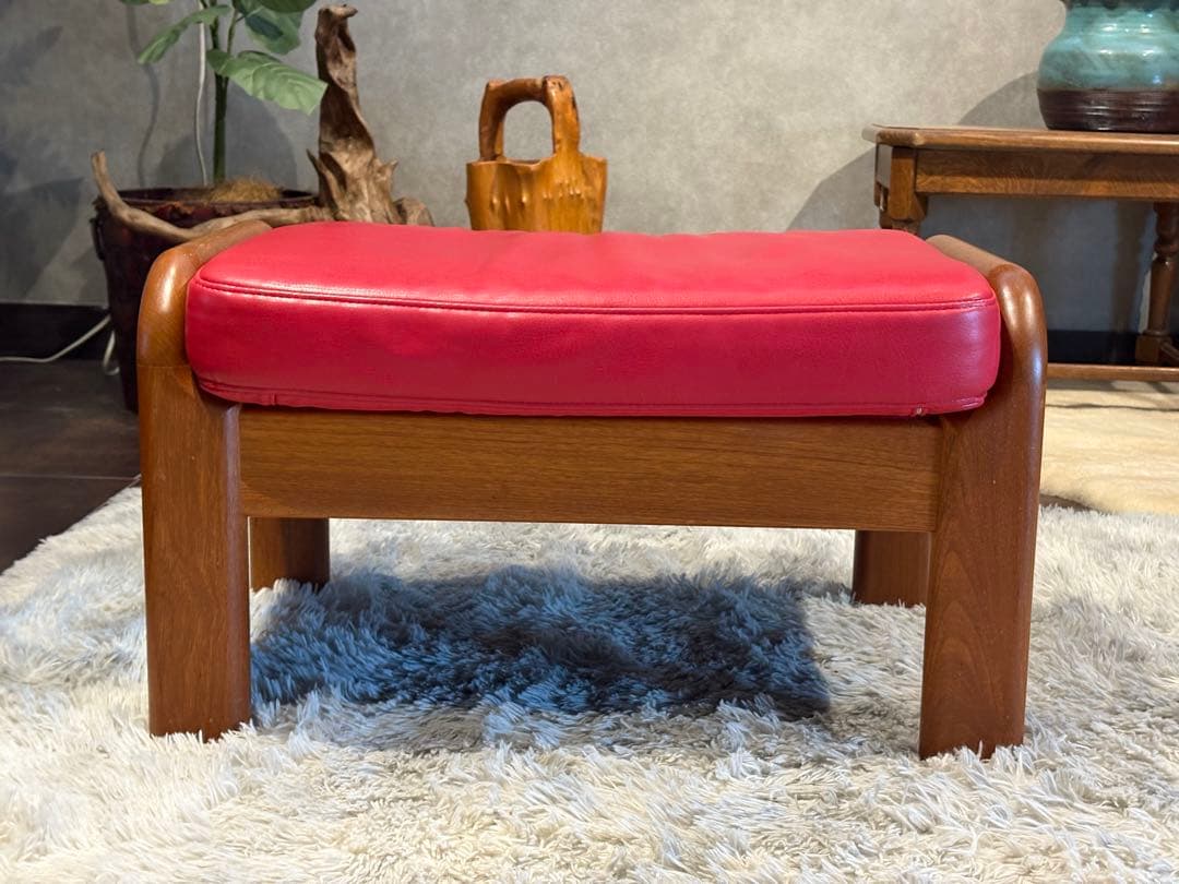 Ｌオルセン&サン L. olsen & son チーク無垢材　レッドレザー　IN