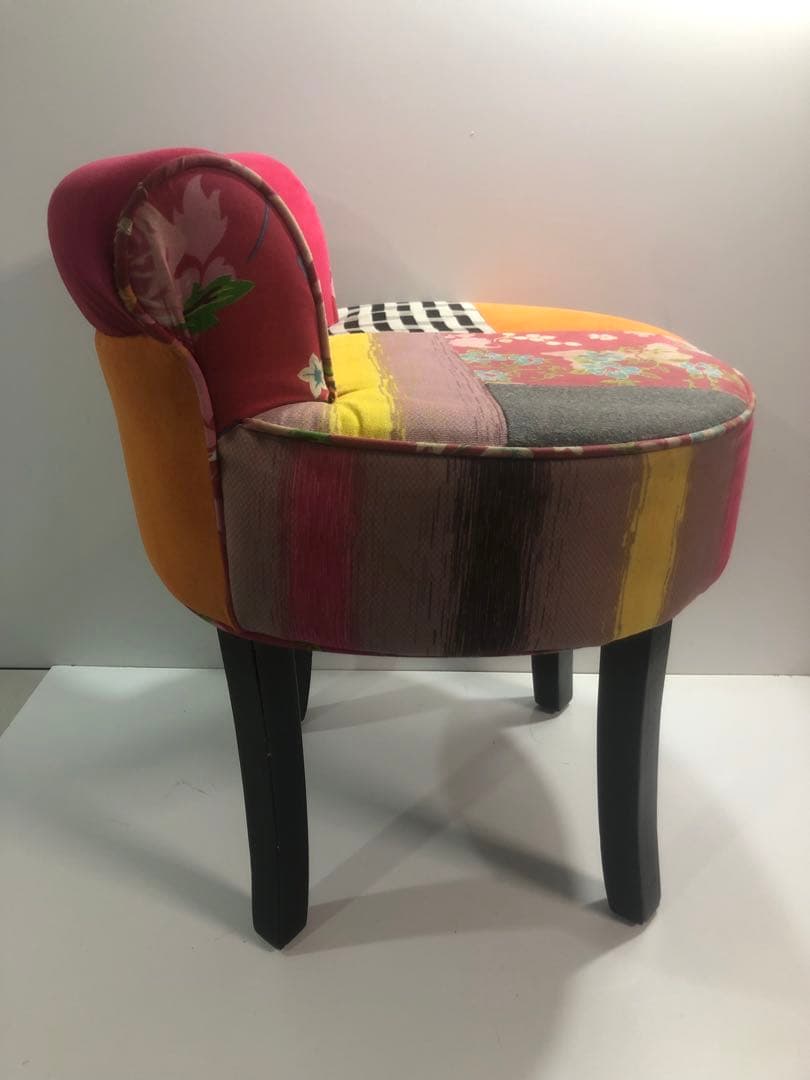 パッチワーク　カラフルチェア　スツール　ファブリック　インテリア　ピンク