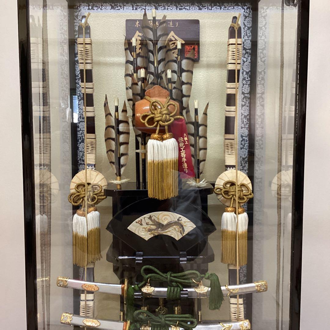 お正月飾り　破魔弓　銀梨地太刀　面取鎌倉　20号 金沢金箔　中古品