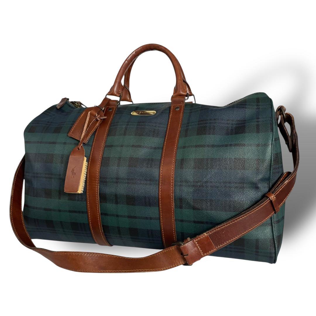 美品 ポロラルフローレン 2way ブラックウォッチ ボストンバッグ ブラシ付き