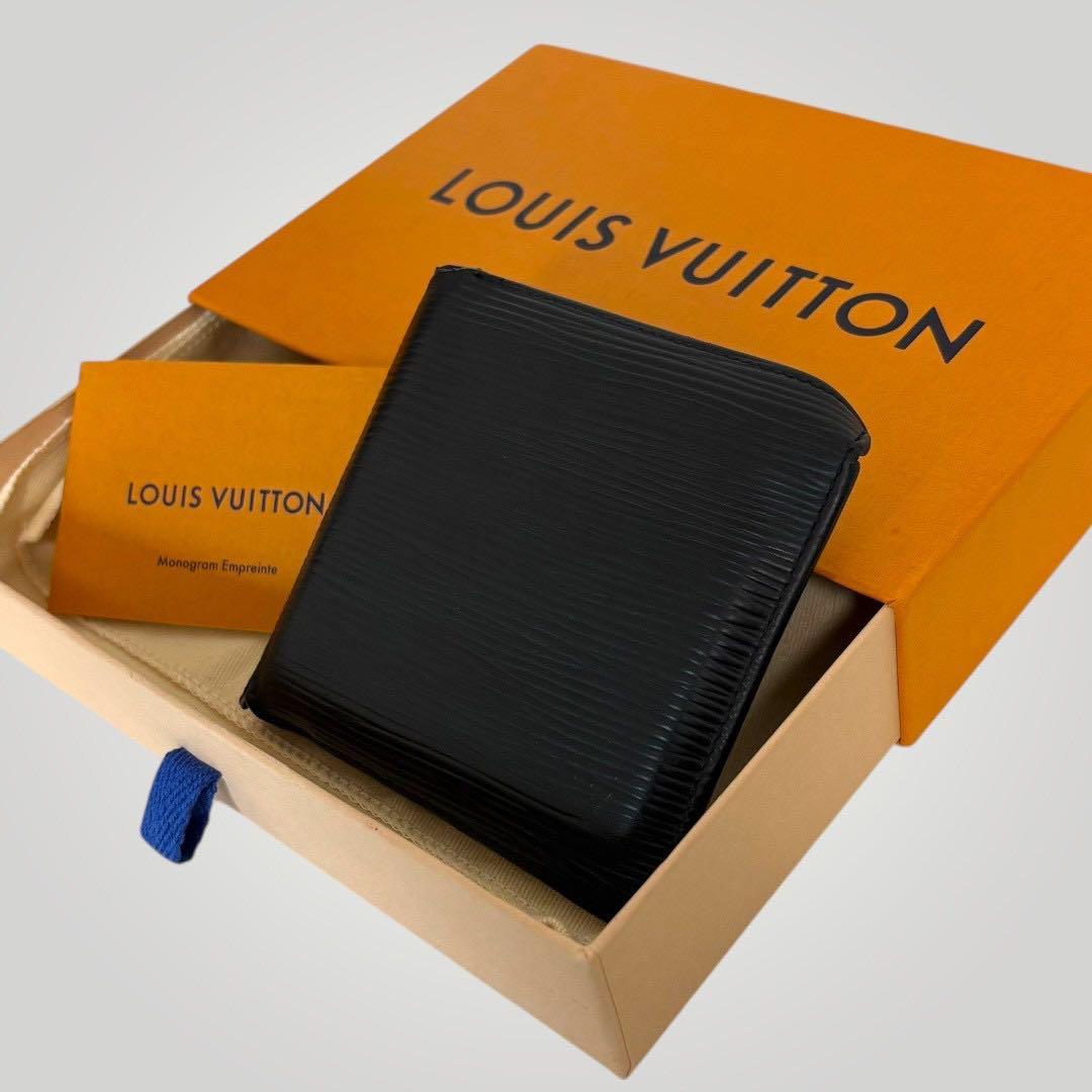 ルイヴィトン ポルトフォイユマルコ　エピ　黒　二つ折り財布