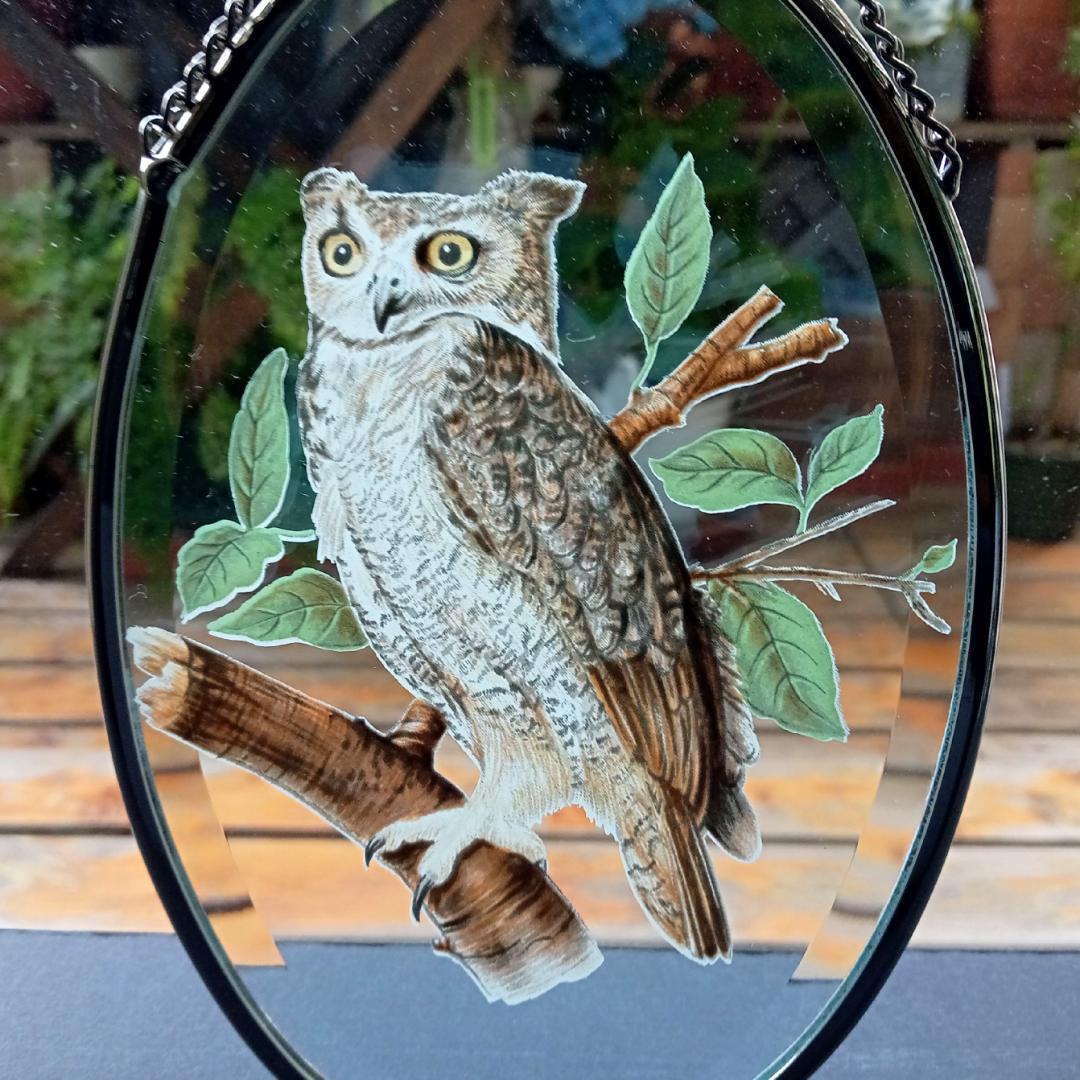 ライフォード社ステンドグラス ふくろうC梟フクロウ /グラスマスターズ トロント