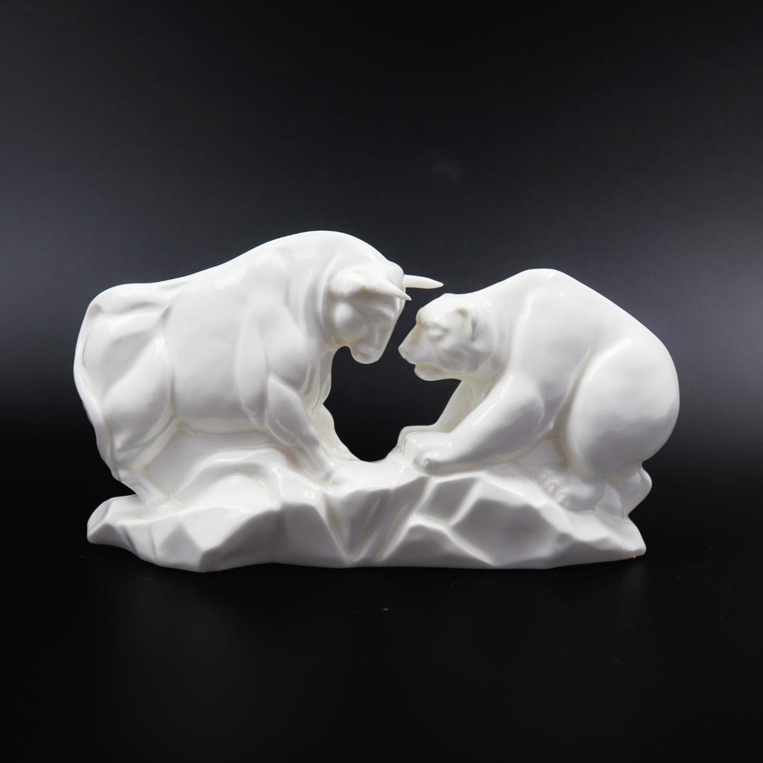  Bulls&Bears 置物 ホワイトポーセリン