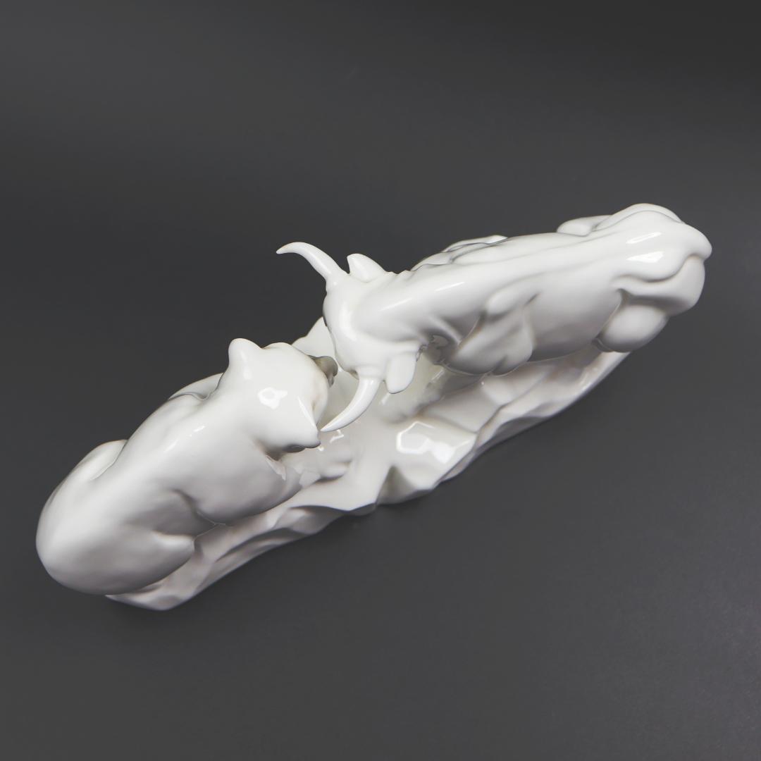  Bulls&Bears 置物 ホワイトポーセリン