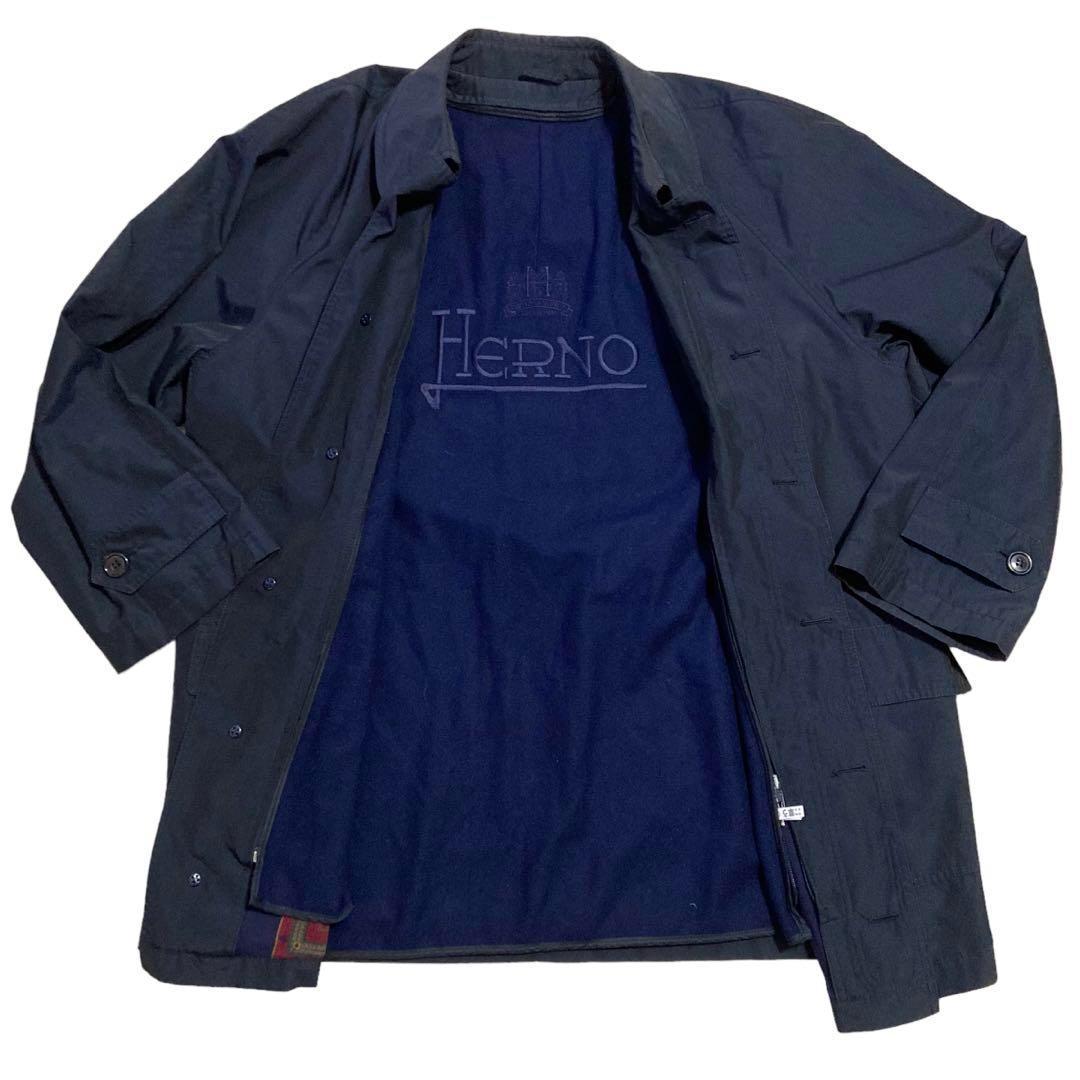 ヘルノ　ステンカラーコート　ペイズリー柄　デカロゴ　2way　ライナー　黒　XL