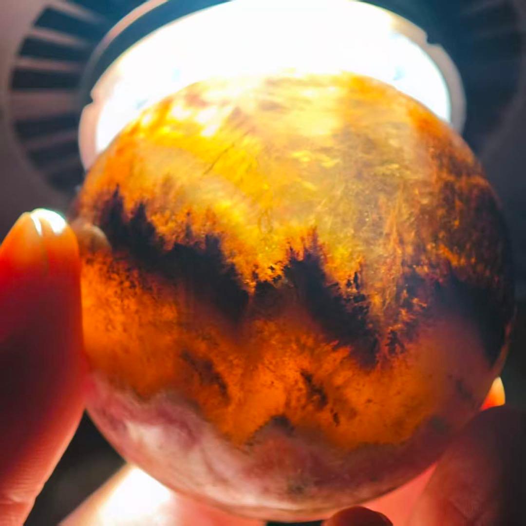 天然石オーラライト共生フローライトのスフィア　丸玉　置物NO.020901