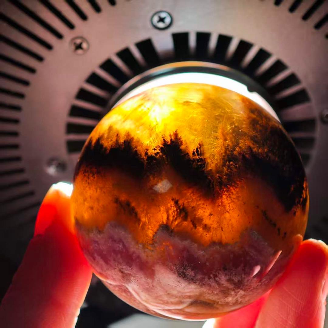 天然石オーラライト共生フローライトのスフィア　丸玉　置物NO.020901