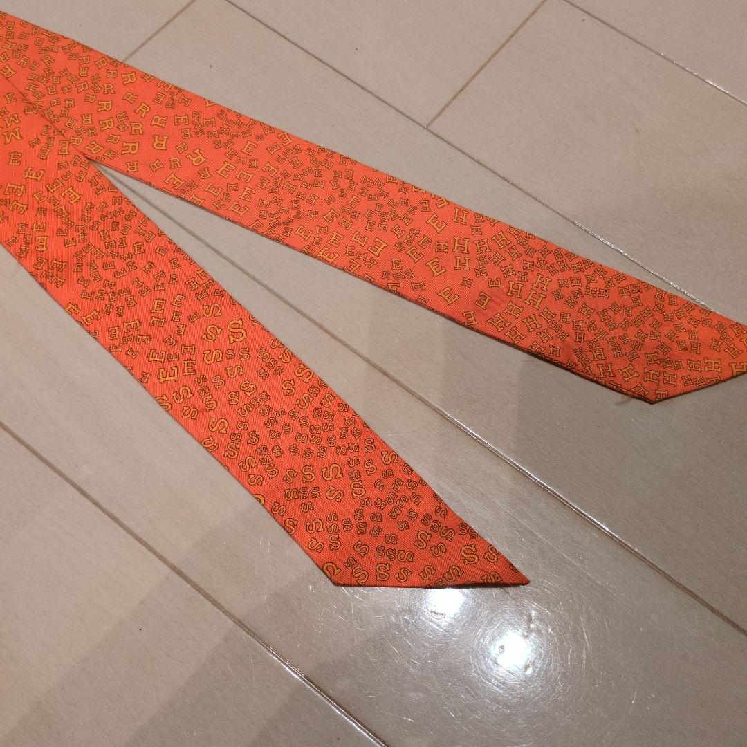 HERMES シルクスカーフ ツイリー　オレンジ