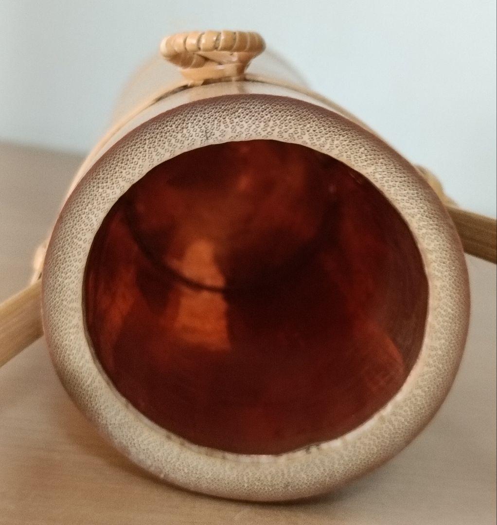 雲亭生造　古竹かけ筒華入　共箱付　掛け花入　茶道具