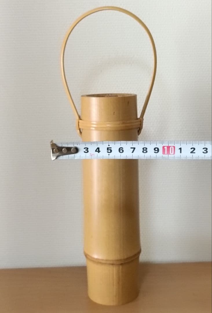 雲亭生造　古竹かけ筒華入　共箱付　掛け花入　茶道具