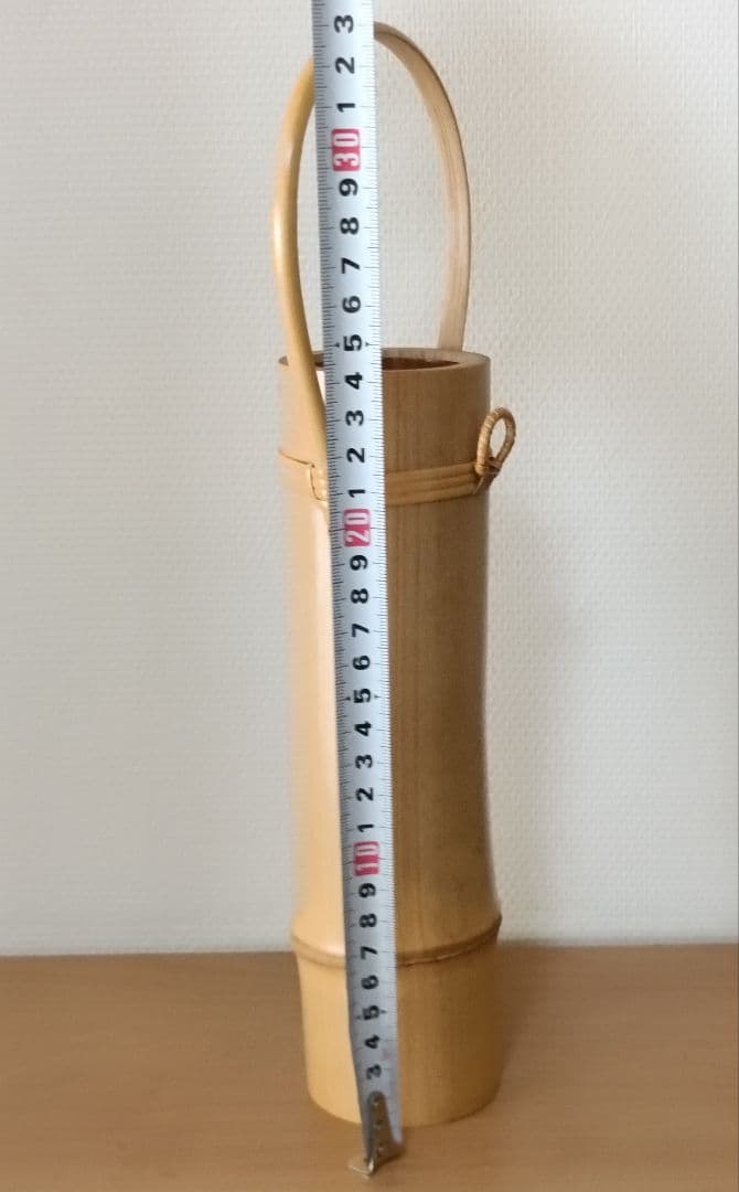 雲亭生造　古竹かけ筒華入　共箱付　掛け花入　茶道具