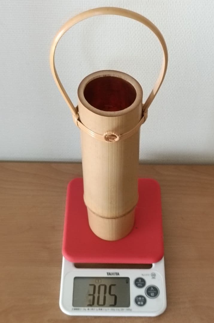 雲亭生造　古竹かけ筒華入　共箱付　掛け花入　茶道具