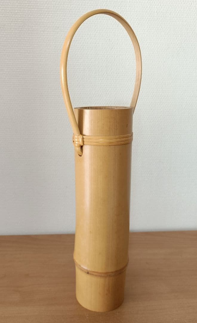 雲亭生造　古竹かけ筒華入　共箱付　掛け花入　茶道具