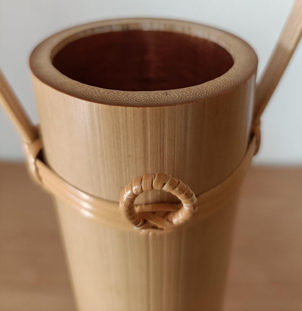 雲亭生造　古竹かけ筒華入　共箱付　掛け花入　茶道具