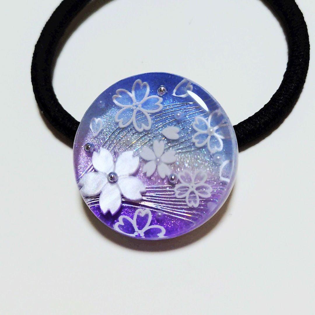 No.456　レジン ヘアゴム キーホルダー ピンバッジ 桜さくら