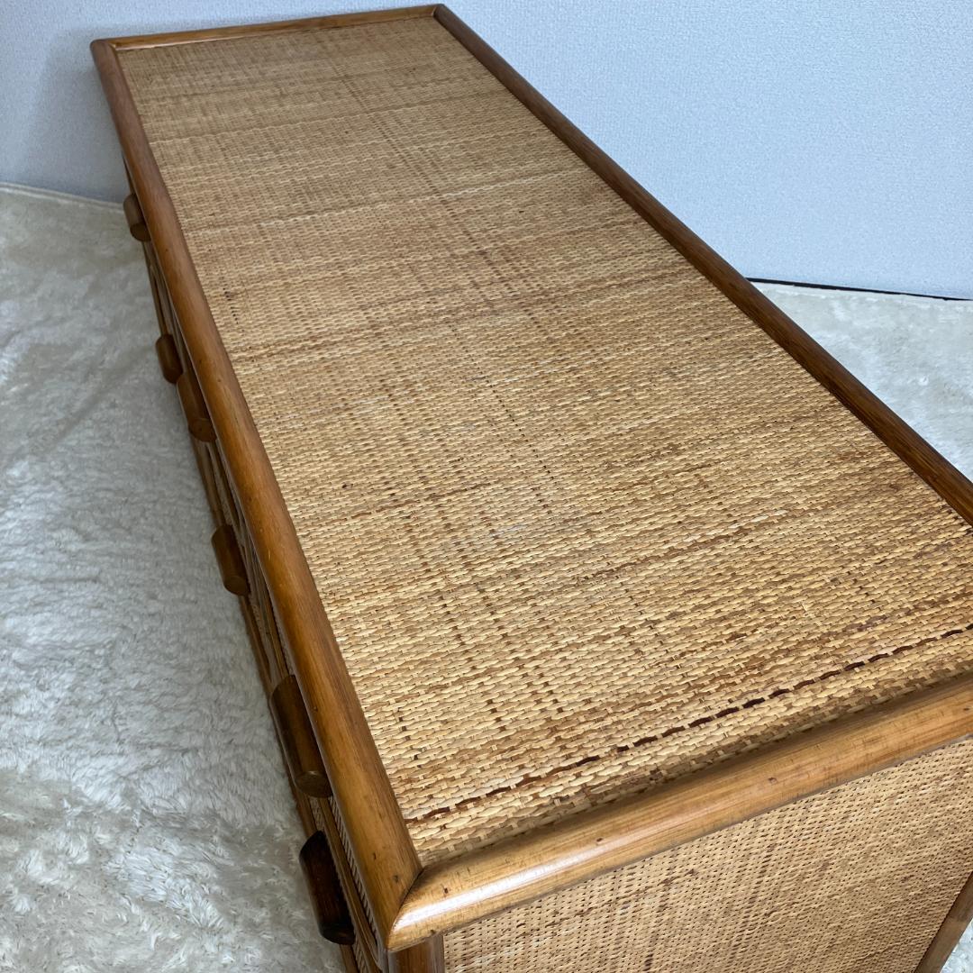 【アンティーク】レトロ 籐 ラタン サイドボード チェスト横幅120cm 古民家