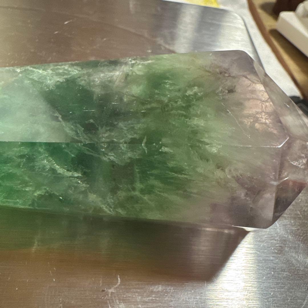 【高品質】高透明 フローライト ポイント 8cm スタンド付 原石