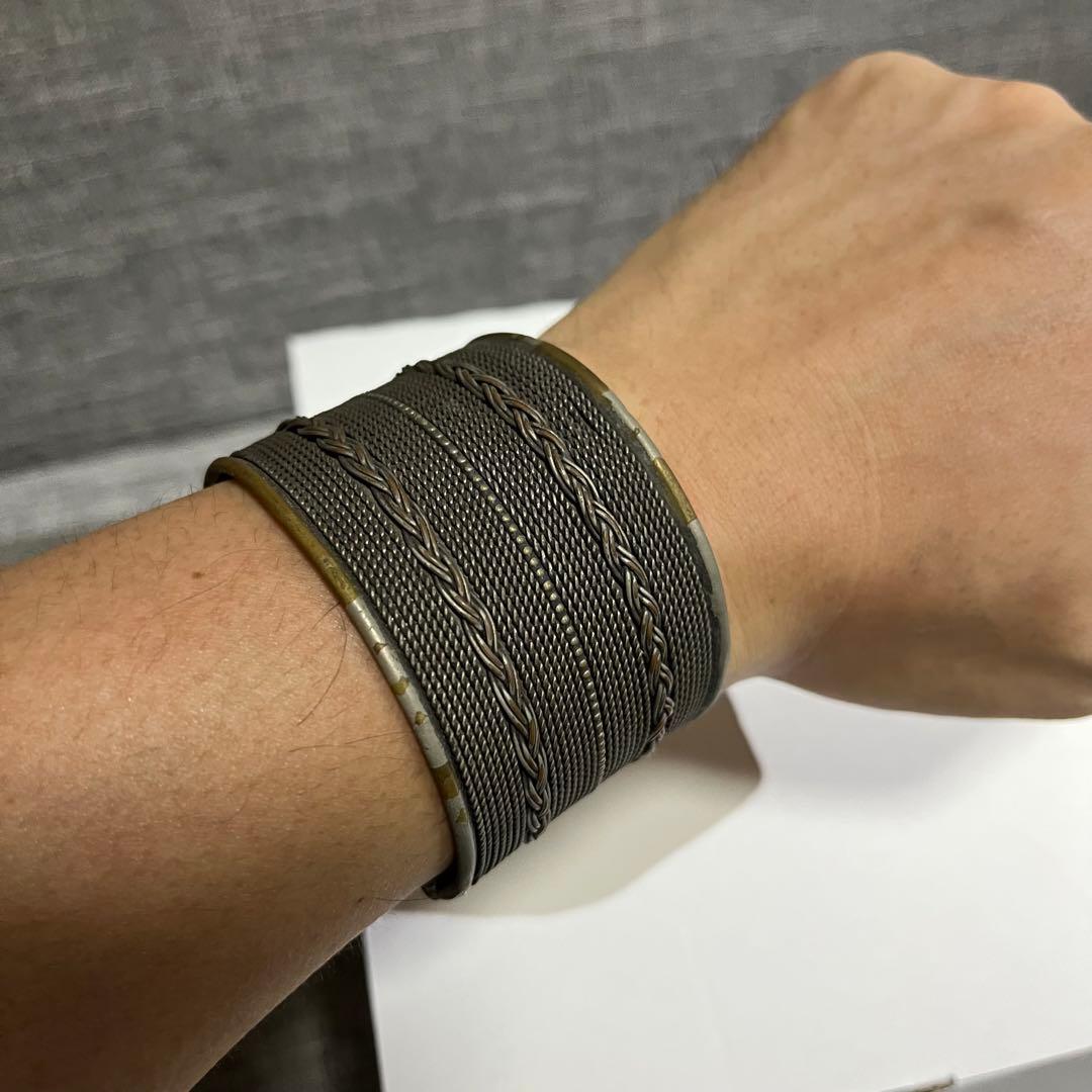 ビンテージ　バングル　真鍮　メンズ　アンティーク　ナバホ族　カレン族