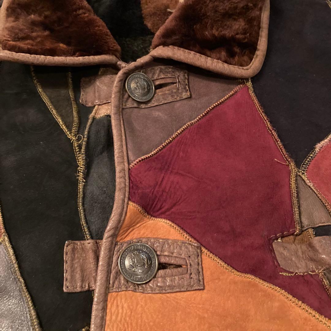 BONBEC パッチワーク ムートン ジャケット 羊革 シープスキン