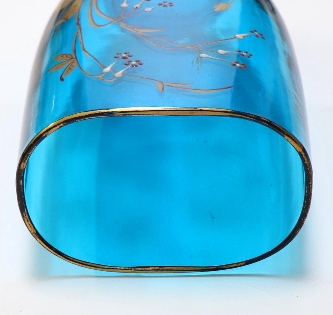 オールド・バカラ 初期 ジャポニスム 1878年頃 金彩エナメルブルーガラス花瓶