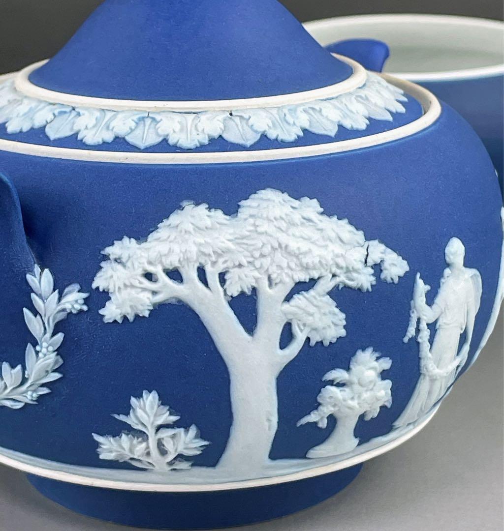 希少 アンティーク ウェッジウッド ジャスパーウェア シュガーボウル クリーマー