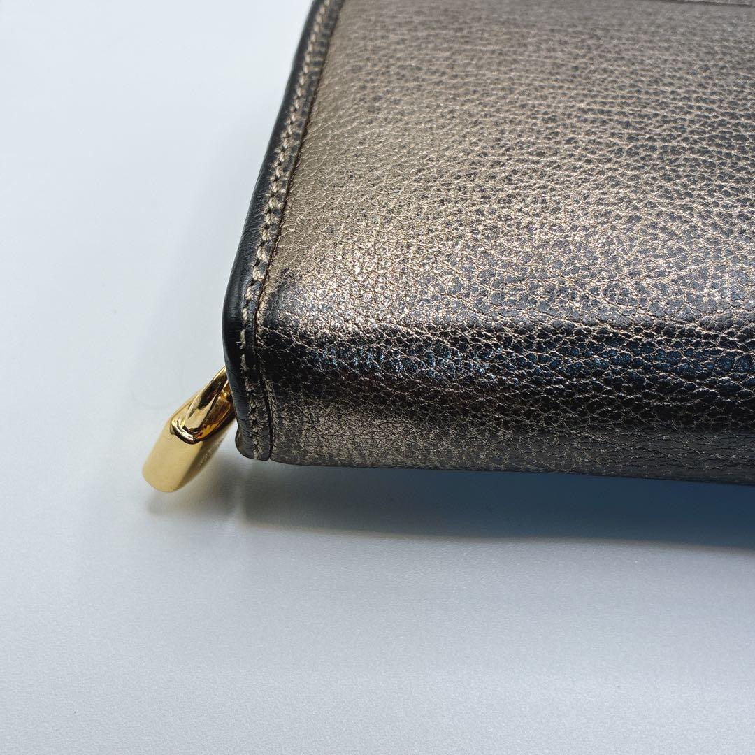 marché ⭐️ロエベ　長財布　ジップウォレット　メタリックレザー
