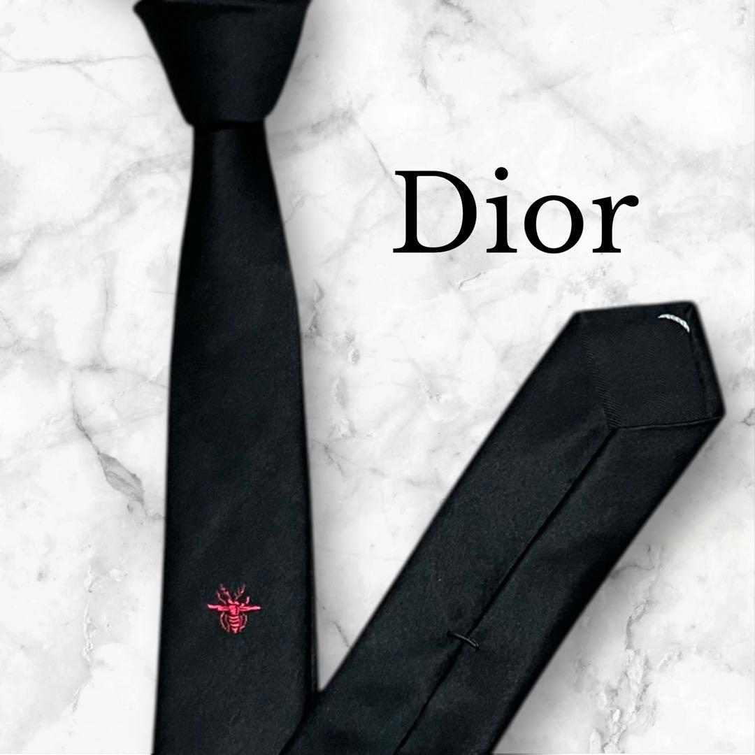 Dior ディオールオム　ネクタイ　bee　ソリッド　ナロータイ