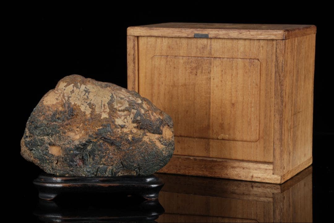 菊花石 紋石 台座 箱付 769g 鑑賞石 原石 自然石 美石 水石 盆石 飾石