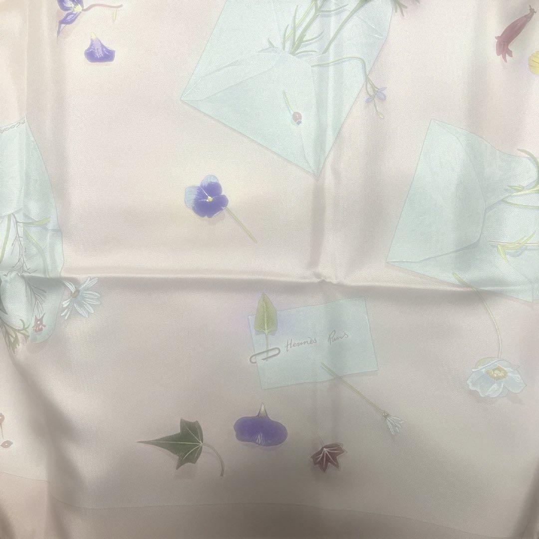エルメス　スカーフ　シルク　90 花　手紙
