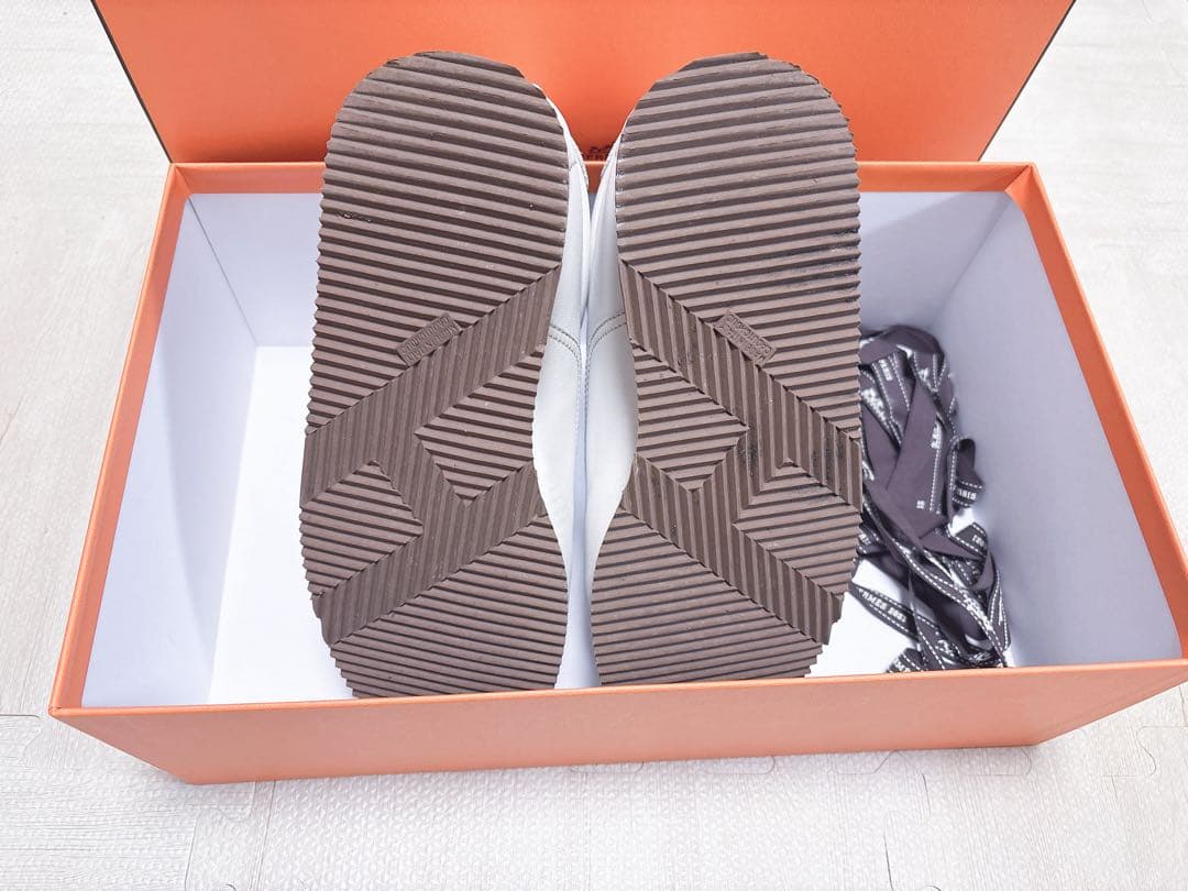 HERMESエルメス クイック ローカットレザースニーカー ネイビー38 1/2