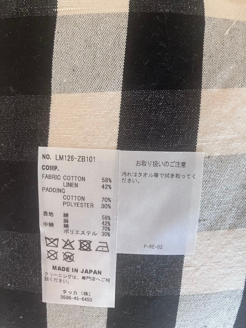 値下げ　loomer チェック柄座布団（黒・白）