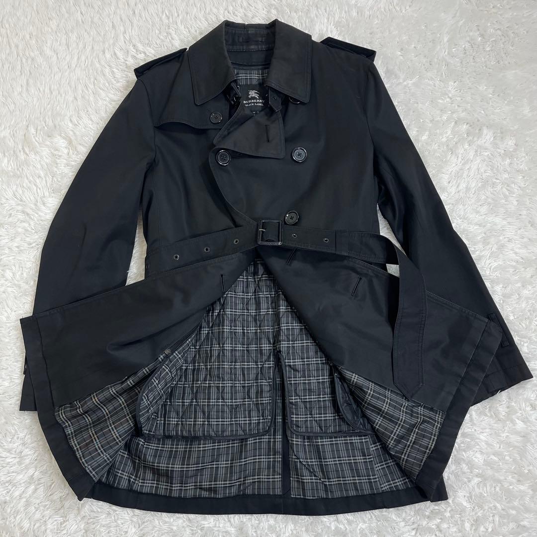 バーバリーブラックレーベル トレンチコート 黒 ハーフ丈 普段使い ビジネス