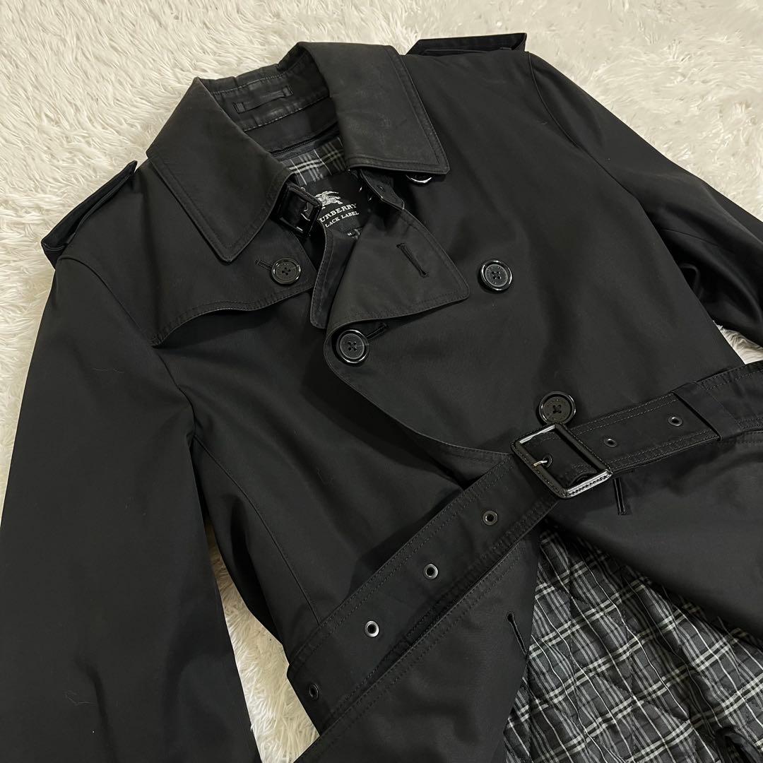 バーバリーブラックレーベル トレンチコート 黒 ハーフ丈 普段使い ビジネス