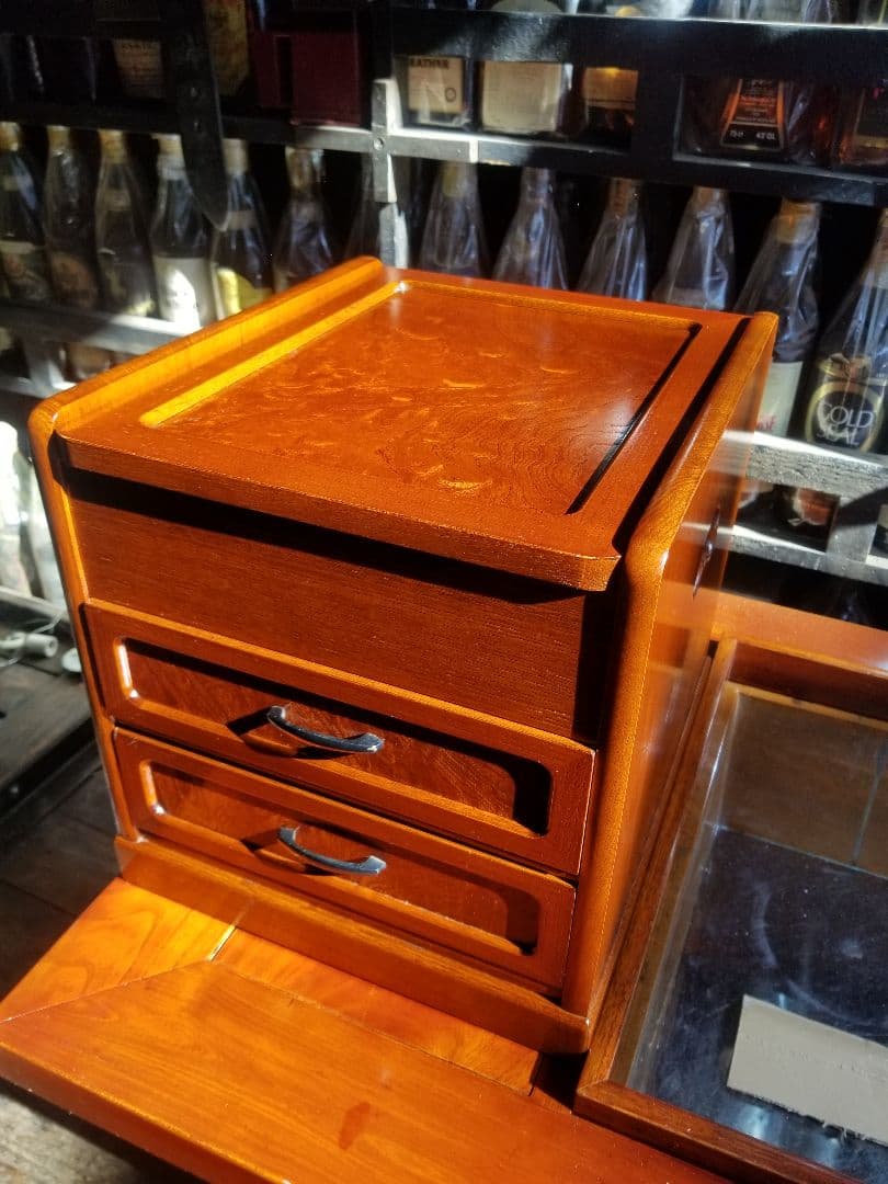 指物　細工　欅　瘤杢　組木　小引出し　鏡台　ミニ　チェスト　小物入れ　花台