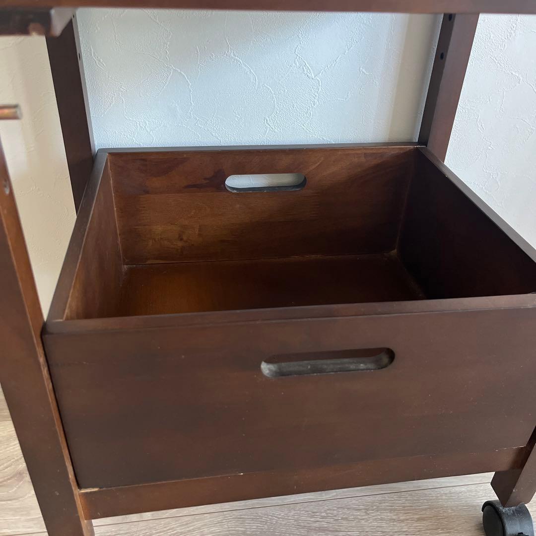 木製ラック ダークブラウン タイル天板