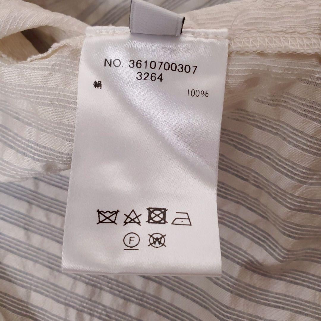 22年・極美品✨エブール シルクコードオーガンジーバンドカラーブラウス 38