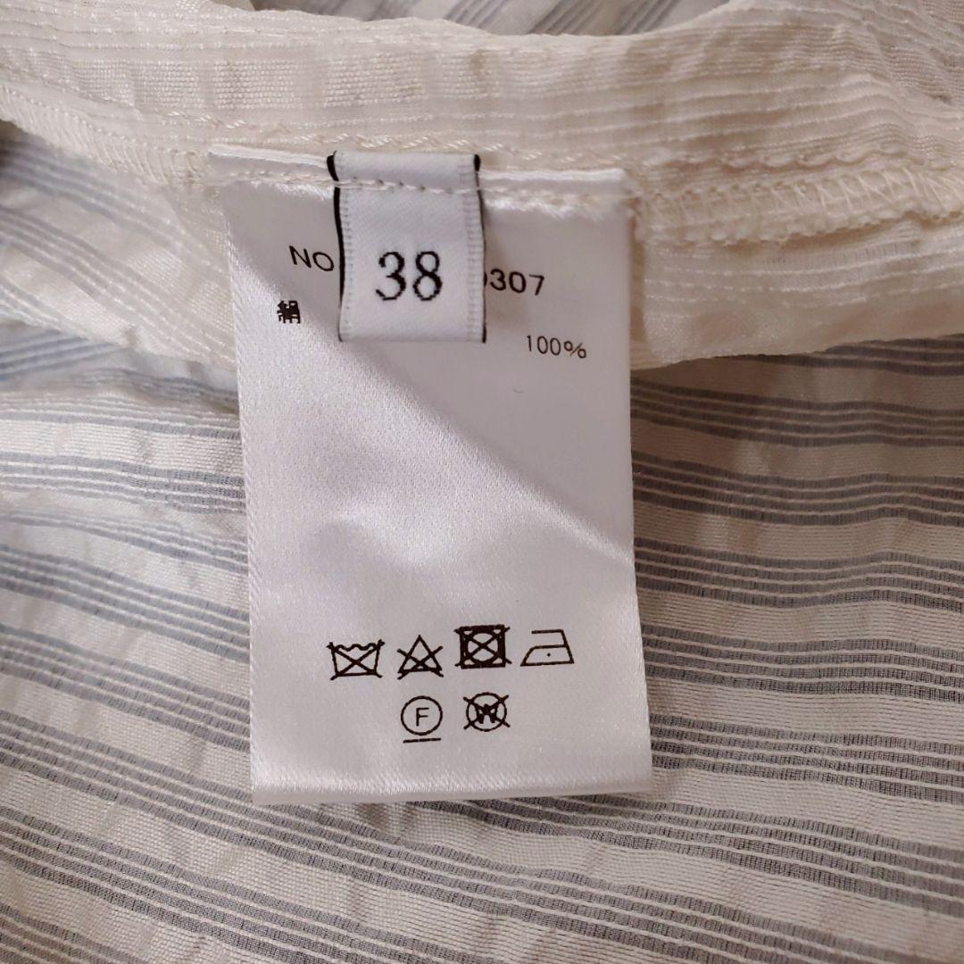 22年・極美品✨エブール シルクコードオーガンジーバンドカラーブラウス 38