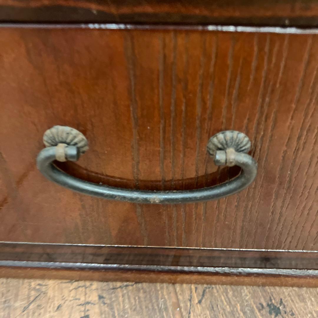 昭和レトロ 木製 葡萄柄 折りたたみ文机 テーブル 箪笥 小箪笥 3段 小物入れ