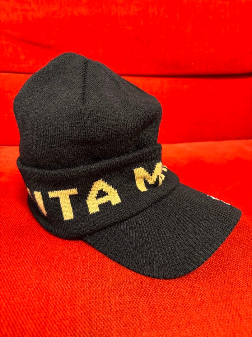 未使用 ムータマリン ブラックニット帽 つば付き