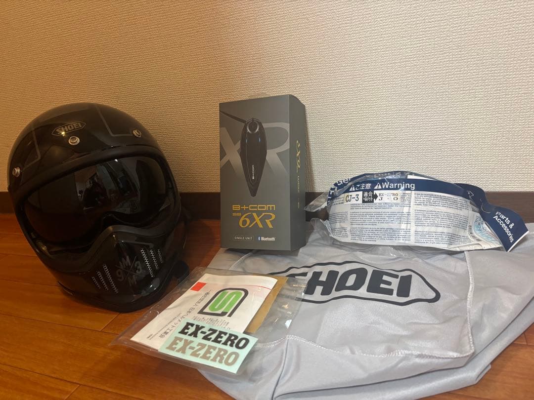 SHOEI EX-ZERO ヘルメット ブラック B＋comインカム付き