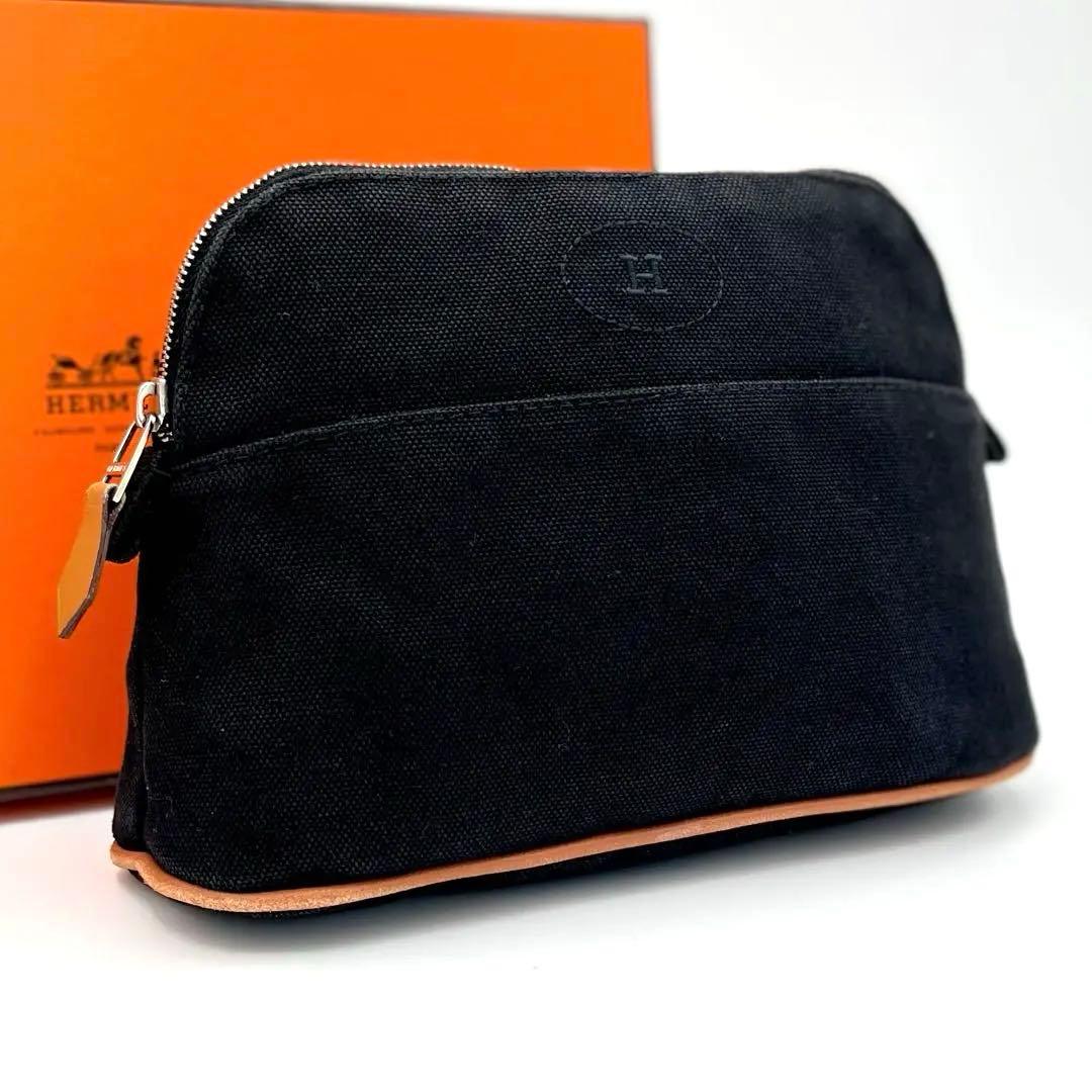 HERMES エルメス ボリード ポーチ ミニ ブラック キャンバス 黒