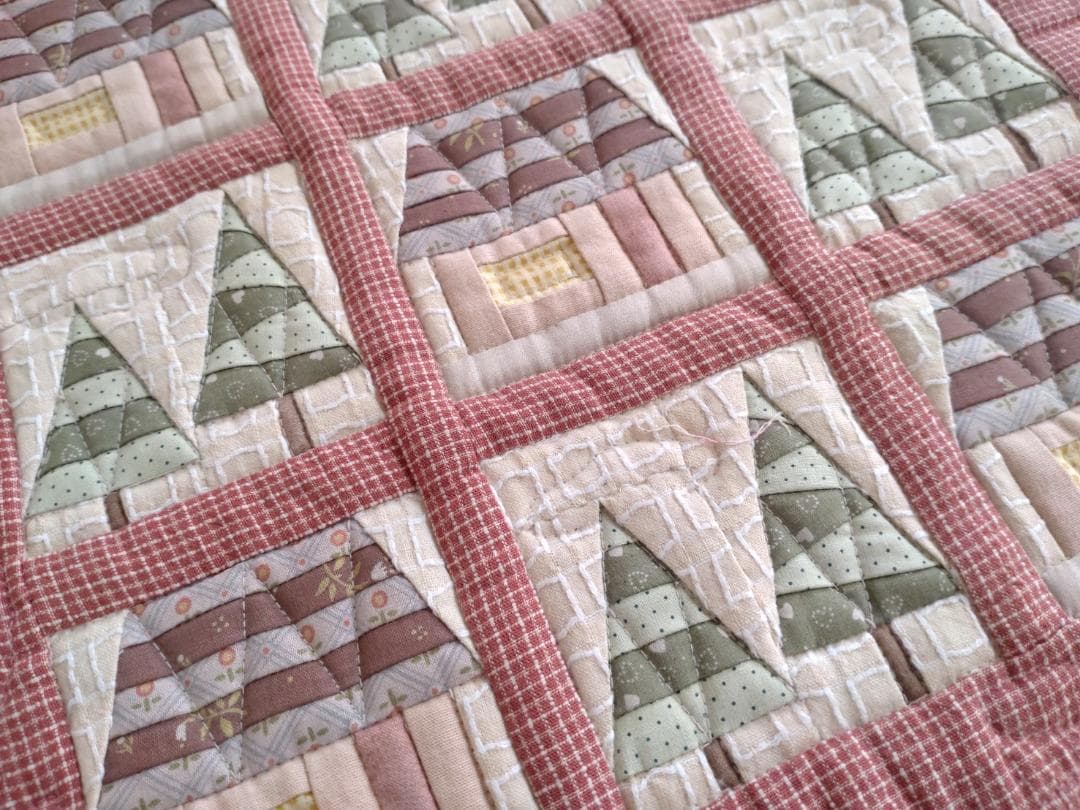 【レア】花もめん　パッチワーク　ハウス　タペストリー　ハンドメイド