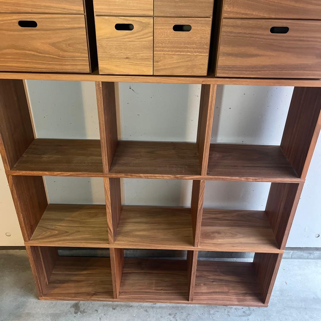 ぶるやまぶるみ★無印スタッキングシェルフセット・３段×３列・ウォールナット