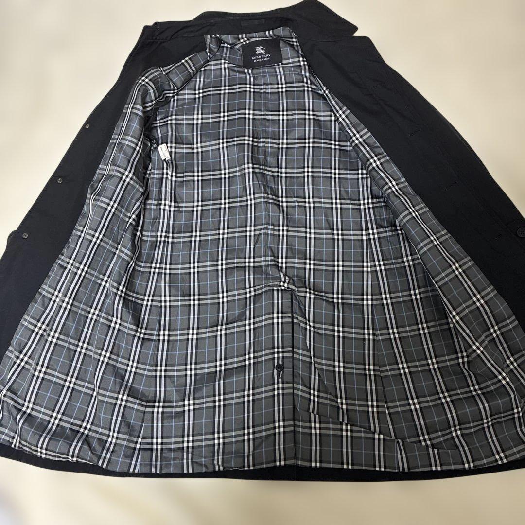 黒 ステンカラーコート ノバチェック