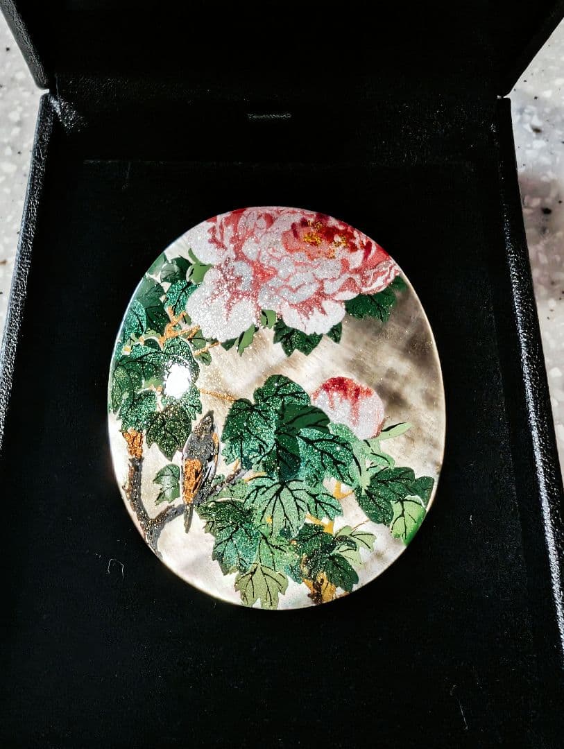 七宝焼き 山田玲子作 迎賓館赤坂離宮 近代蒔絵 ブローチ