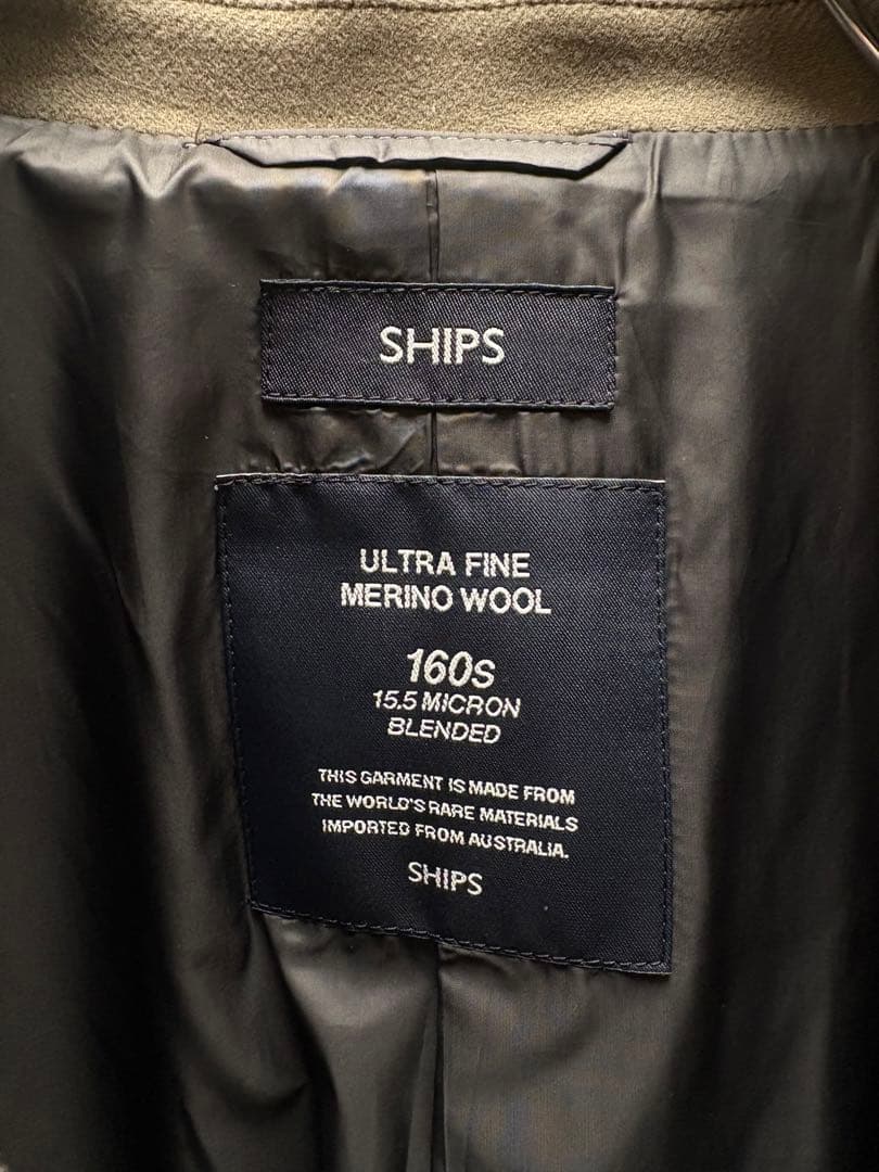 SHIPS XL メルトン　スーパー160‘ｓ　メリノウール　シングルコート