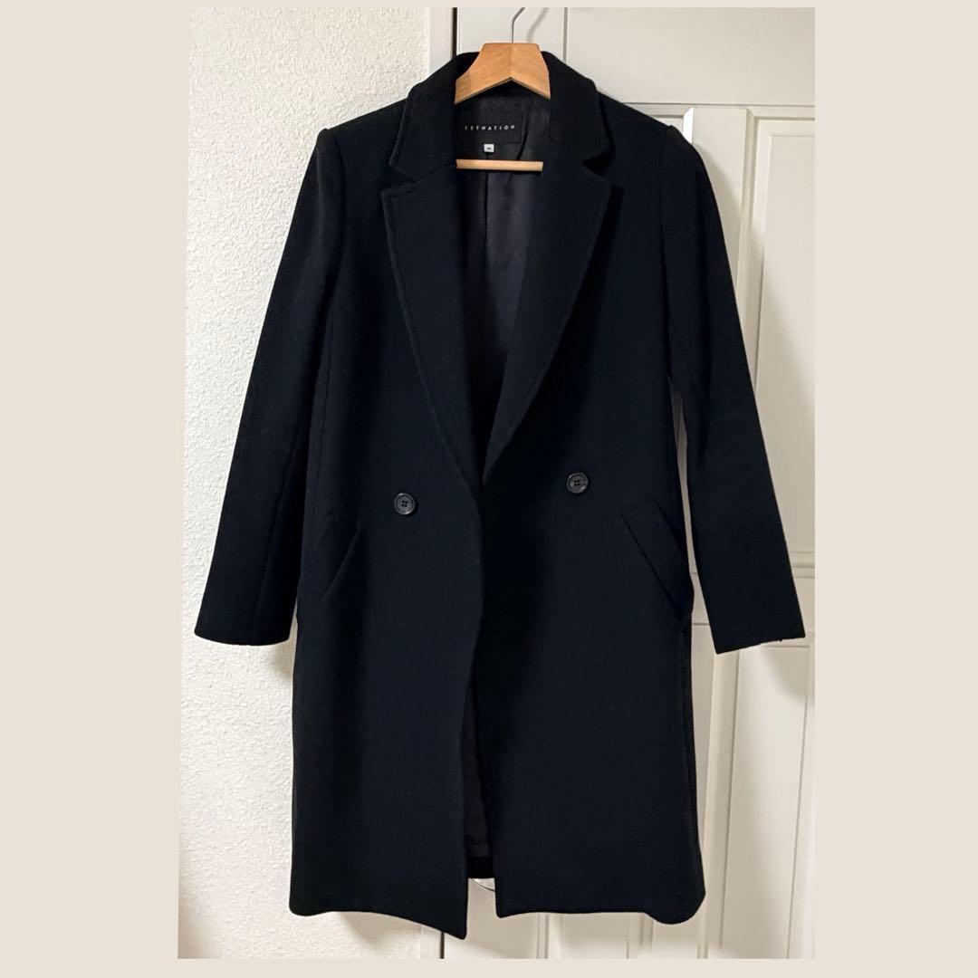 価格交渉可 美品 エストネーション ウールビーバーメルトン チェスターコート 黒